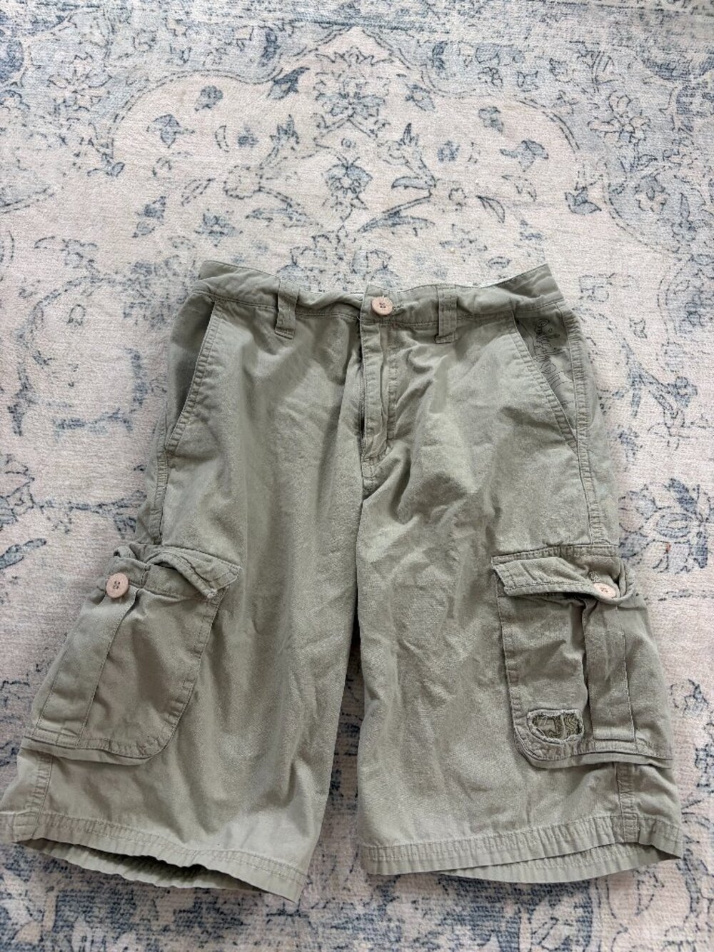 Quiksilver Boys Cargo Shorts Size 12 Khaki Multi-Pocket Cotton